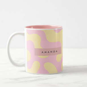 Tasse 2 Couleurs Rouge à joues personnalisé rose et jaune pastel ab