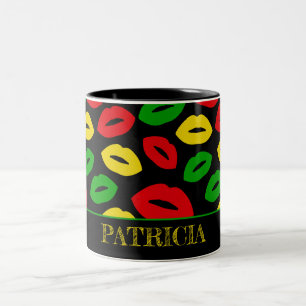 Tasse 2 Couleurs Rouge à lèvres coloré aux couleurs du drapeau jama