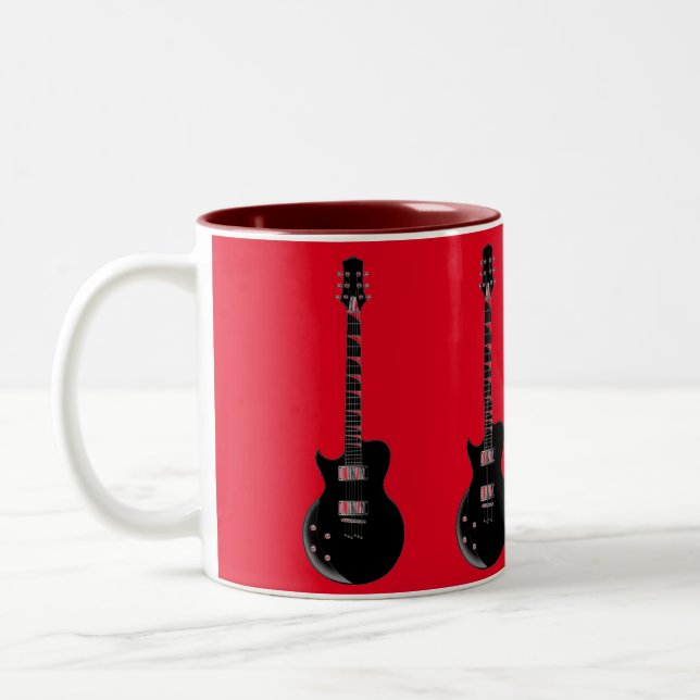 Tasse 2 Couleurs Rouge Black Pop Art Guitare électrique (Gauche)