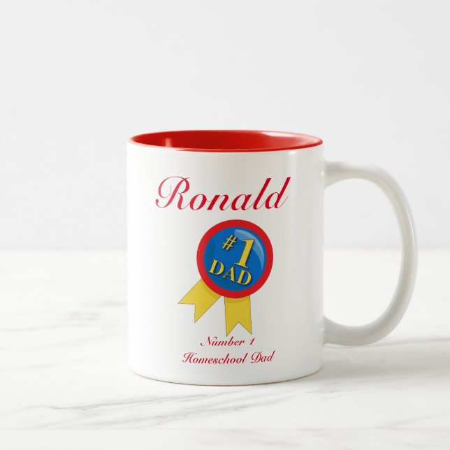Tasse 2 Couleurs Rouge et blanc Numéro un papa d'école familiale (Droit)
