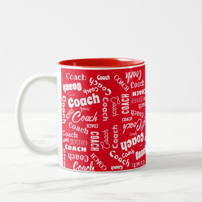 Tasse 2 Couleurs Rouge et Blanc Personnalisé Entraîneur Nom Cadeau  (Gauche)