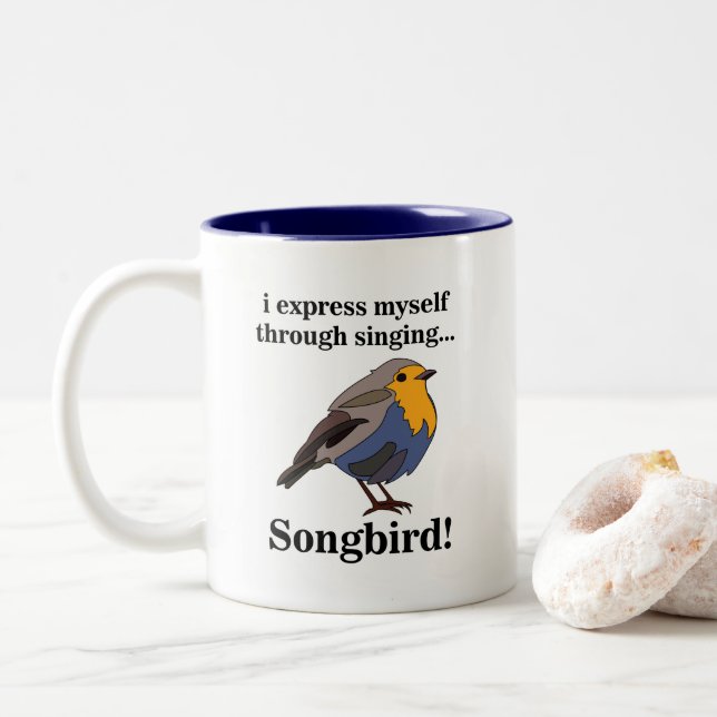 Tasse 2 Couleurs Rouge-gorge chanteur (Avec donut)