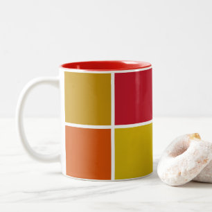 Tasse 2 Couleurs Rouge, Jaune, Or et Carré orange