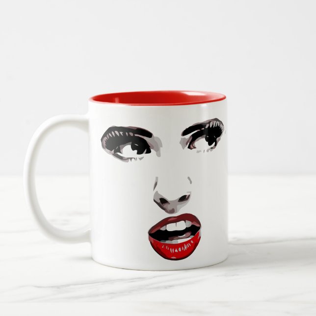 Tasse 2 Couleurs Rouge Lipstick Dark Eyed Femme maquillage Beauté A (Gauche)