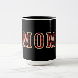 Tasse 2 Couleurs Rouge Rustique Carrés Vichy Buffalo Noir MAMAN