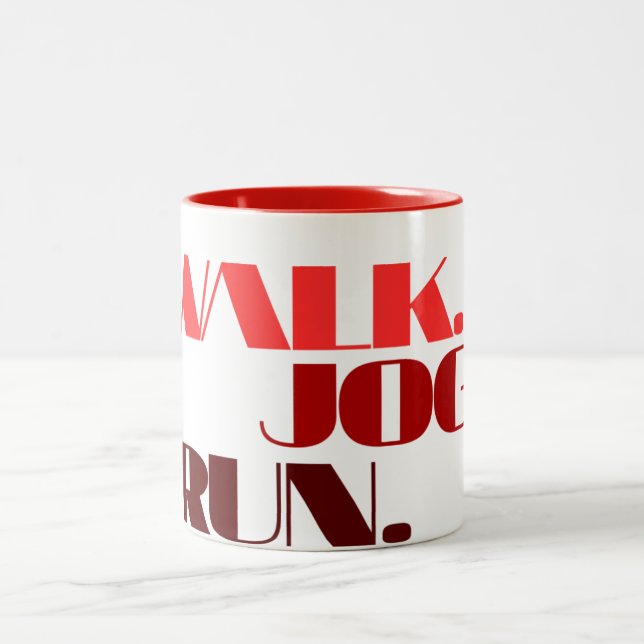 Tasse 2 Couleurs ROUGE WALK JOG RUN (police CHUNKY) (Centre)
