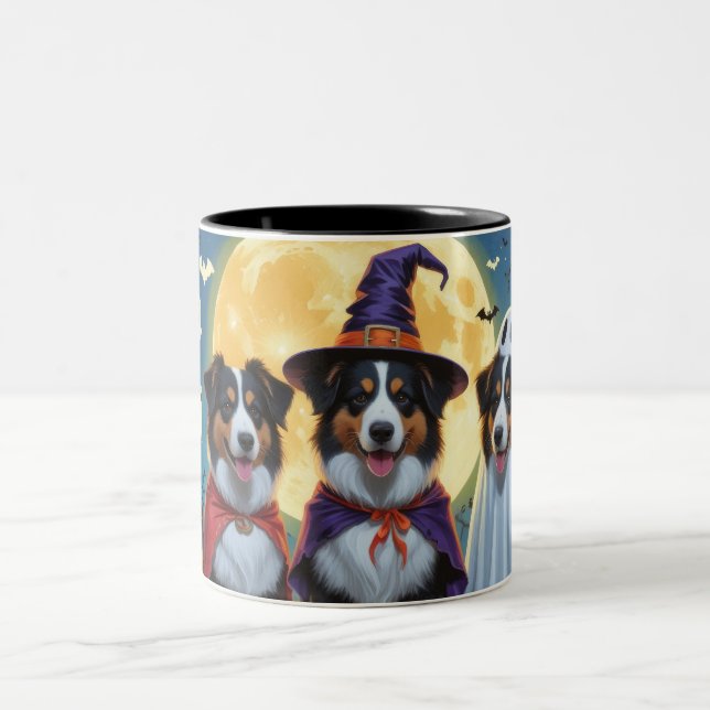 Tasse 2 Couleurs Rough Collie Chiens Citrouille Halloween Funny (Centre)