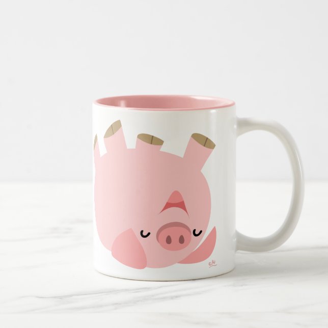 Tasse 2 Couleurs Roulement mignon au-dessus de porc de bande (Droit)