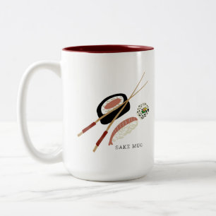 Tasse 2 Couleurs Roulés de sushi minimalistes sake et baguettes