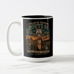 Tasse 2 Couleurs Route 66 Centenaire Biker Café Américain
