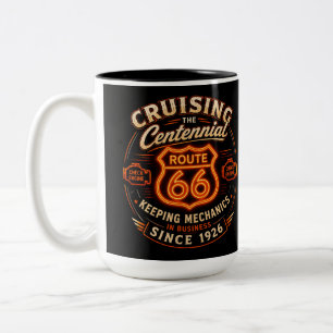 Tasse 2 Couleurs Route 66 Néon Mécanicien Café Americana