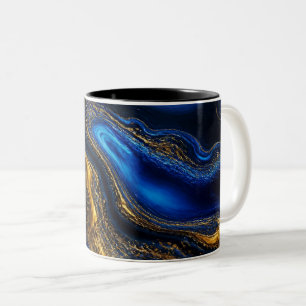 Tasse 2 Couleurs Royal Blue & Gold Fluid Art