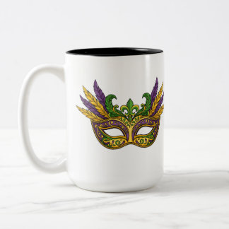 Tasse 2 Couleurs Royal Mardi Gras Crowns and Jewels Pattern Coffee 