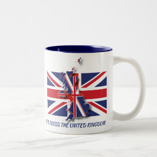 Tasse 2 Couleurs Royaume-Uni UNION JACK - Écriture DRAPEAU Texte pe