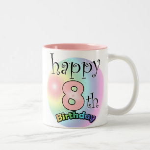 Tasse 2 Couleurs Roze Happy 8th Birthday
