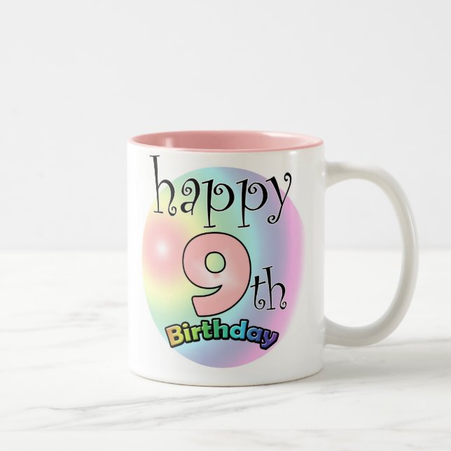 Tasse 2 Couleurs Roze Happy 9th Birthday (Droit)