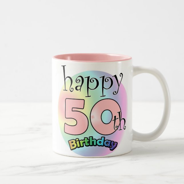 Tasse 2 Couleurs Roze Joyeux 50e anniversaire (Droit)