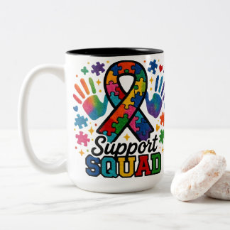Tasse 2 Couleurs Ruban de sensibilisation au casse-tête de l'équipe