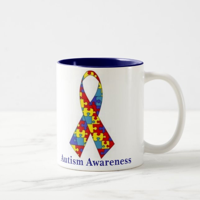 Tasse 2 Couleurs Ruban de sensibilisation sur l'autisme (Droit)
