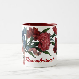 Tasse 2 Couleurs Ruban et fleurs patriotiques vintages