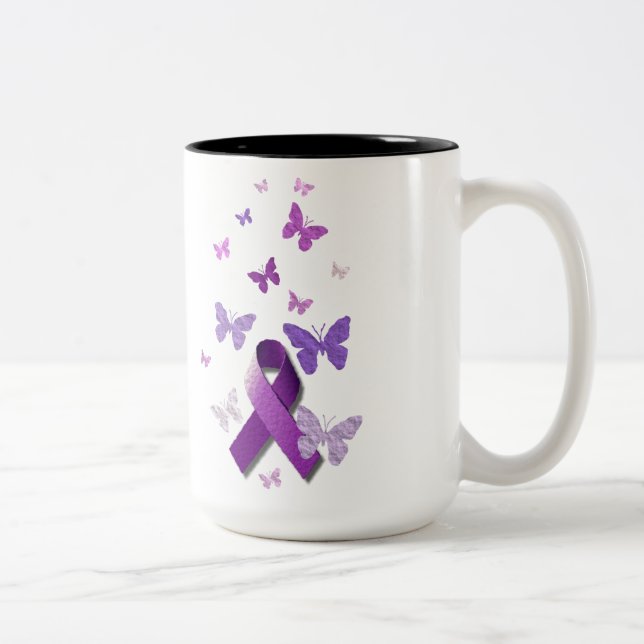 Tasse 2 Couleurs Ruban pourpre de conscience (Droit)