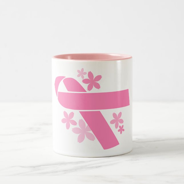 Tasse 2 Couleurs Ruban rose - conscience de cancer du sein (Centre)
