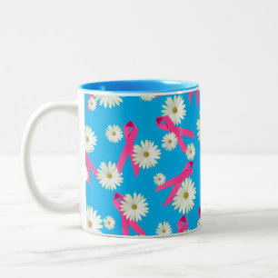 Tasse 2 Couleurs ruban rose et conception marguerite