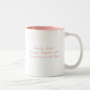 Tasse 2 Couleurs Ruban rose, foi de famille…. Rire de courage…