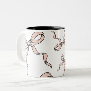 Tasse 2 Couleurs Ruban rose mignon et tendance en noir