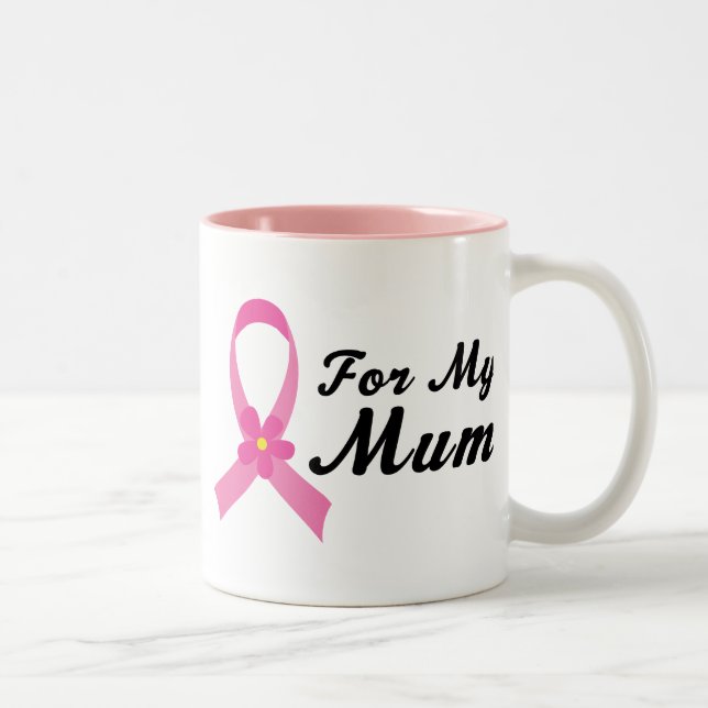 Tasse 2 Couleurs Ruban rose pour ma maman (Droit)
