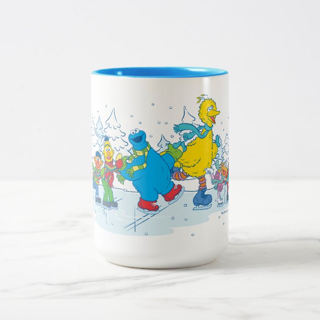 Tasse 2 Couleurs Rue Sésame | Amis patineurs (Centre)