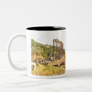Tasse 2 Couleurs Ruines tombées d'Euromos, Aquarelle Turkiye