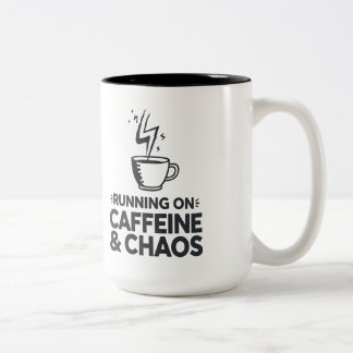Tasse 2 Couleurs Running on Caffeine & Chaos
