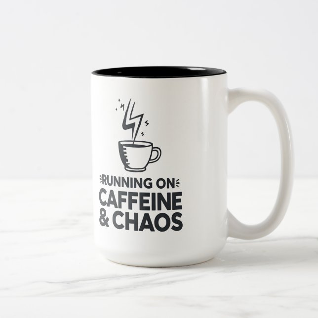 Tasse 2 Couleurs Running on Caffeine & Chaos (Droit)