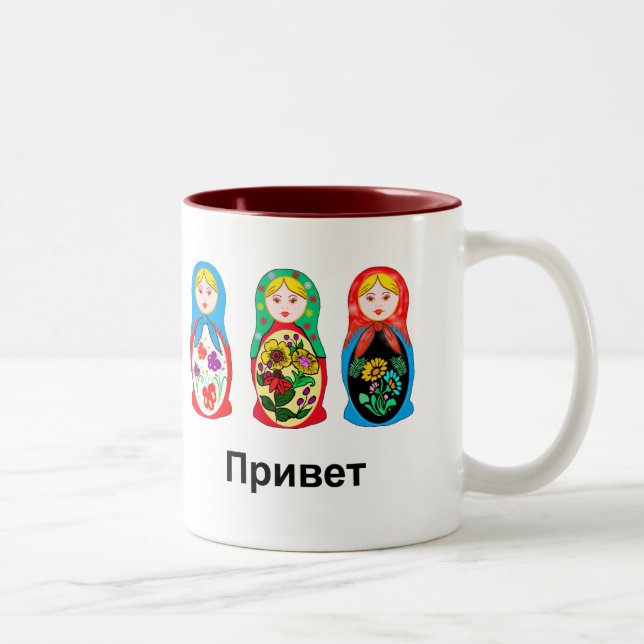 Tasse 2 Couleurs Russe bonjour au revoir (Droit)