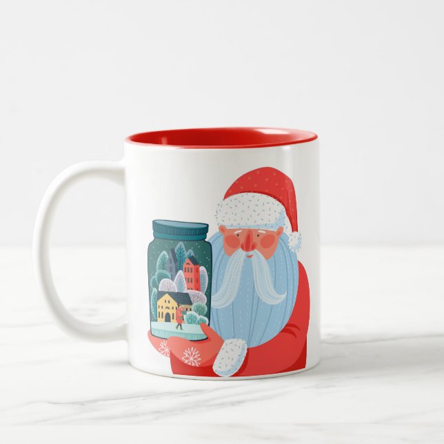 Tasse 2 Couleurs Russe Santa Claus Mason Jar Town (Gauche)