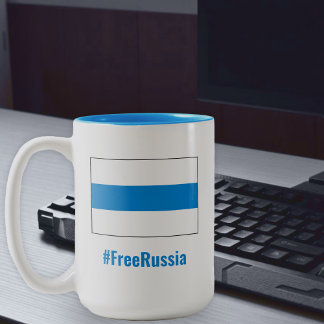 Tasse 2 Couleurs Russie libre - Anglais - Bleu blanc Drapeau