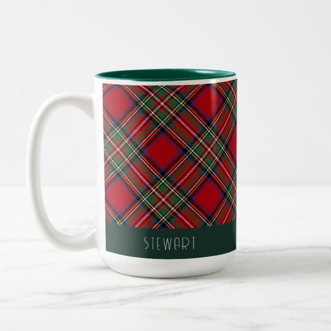 Tasse 2 Couleurs Rustique Plaid Holidays Stewart Tartan Custom (Gauche)