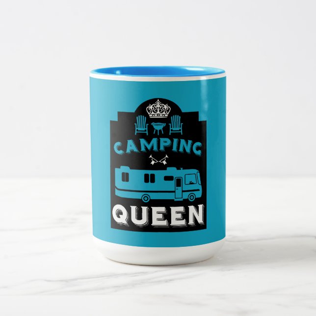 Tasse 2 Couleurs RV Camping Queen USA (Centre)