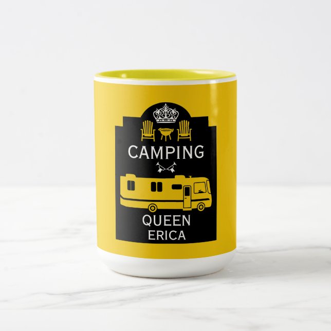 Tasse 2 Couleurs RV Camping Queen USA (Centre)