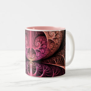 Tasse 2 Couleurs Rythme cardiaque, art fractal surréaliste abstrait