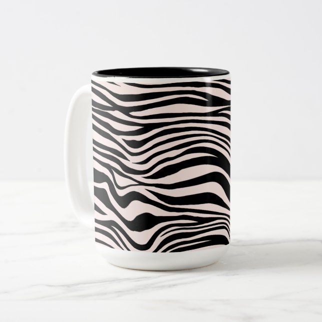 Tasse 2 Couleurs Sable noir et blanc Zebra Print (Devant gauche)