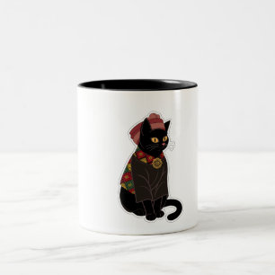 Tasse 2 Couleurs Sac à main Chat Noir Chef Tribal