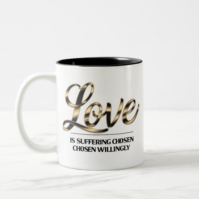 Tasse 2 Couleurs Sac Fourre-Tout Citation Amour Est Souffrance Feui (Gauche)