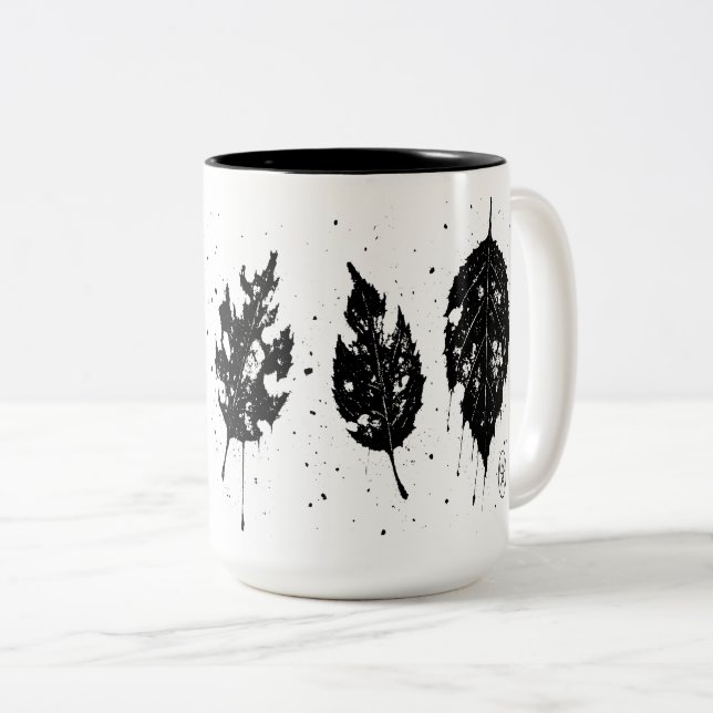 Tasse 2 Couleurs Sac fourre-tout Feuilles mortes à l'encre imprimée (Devant droit)