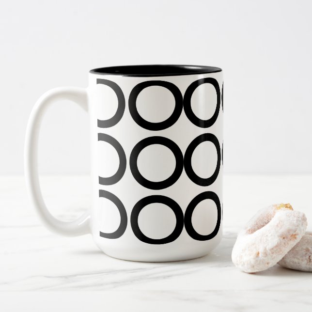 Tasse 2 Couleurs Sac géométrique à motif de cercles noir et blanc  (Avec donut)