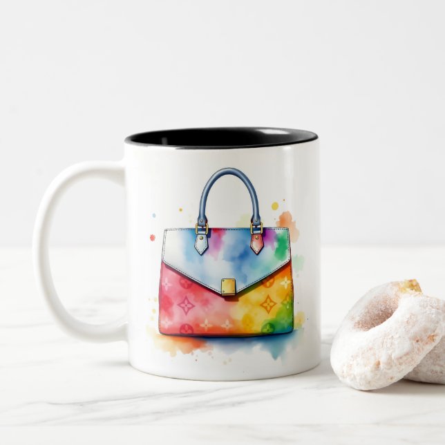Tasse 2 Couleurs Sac Inspiré Monogramme Aquarelle (Avec donut)