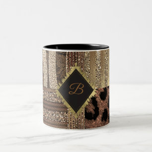 Tasse 2 Couleurs Safari Chic Jungle Or Moderne Étincelant Lionne