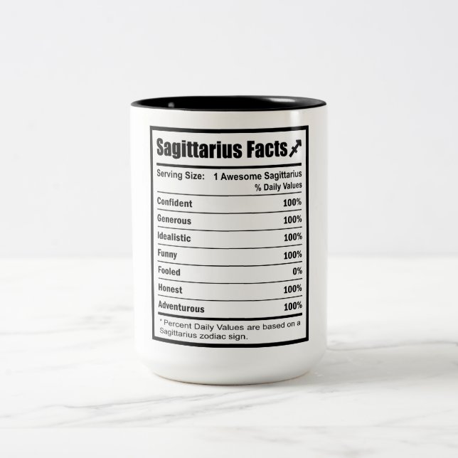 Tasse 2 Couleurs Sagittarius Nutrition Facts (Centre)