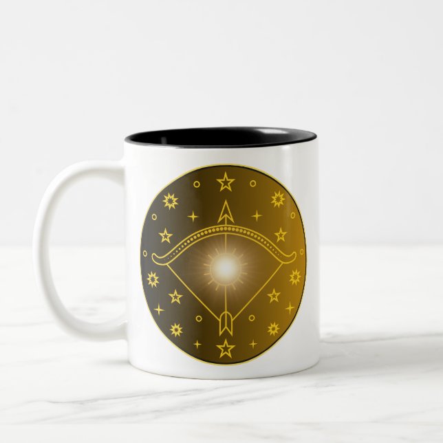 Tasse 2 Couleurs Sagittarius Zodiac Emblem Minimal Celestial Symbol (Gauche)